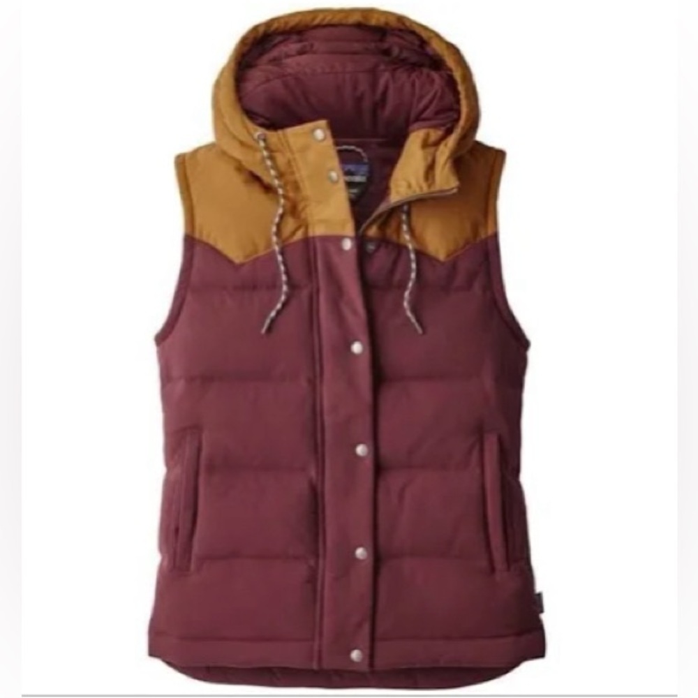 🔥RARE!🔥Patagonia Burgundy and Mustard Hooded Vest- Medium